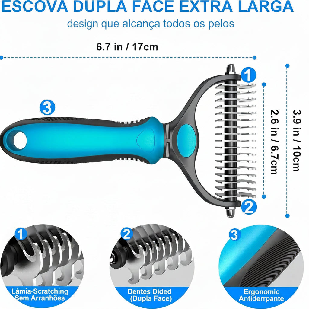Pet Grooming Brush-Double Sided Hurtless Shedding and Dematting Undercoat Rake Comb for Dogs and Cats, No More Nasty Shedding or Flying Hair